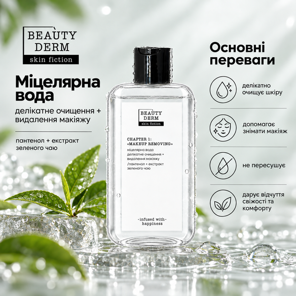 Міцелярна вода SKIN FICTION з пантенолом та екстрактом зеленого чаю 4820297971465 фото