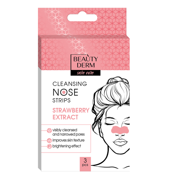 Cleansing nose strips with strawberry extract, 3 pcs.